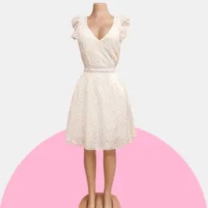 Ivory Chevron Ruffle Dress